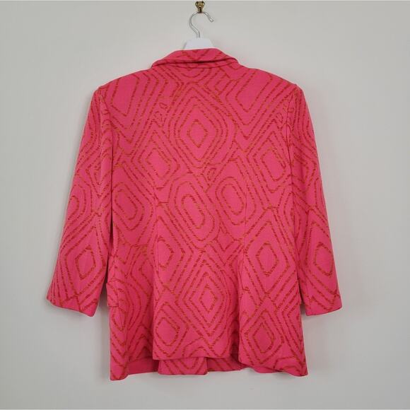 Misook Stretch Knit Geometric Blazer Pink Medium - Picture 2 of 5